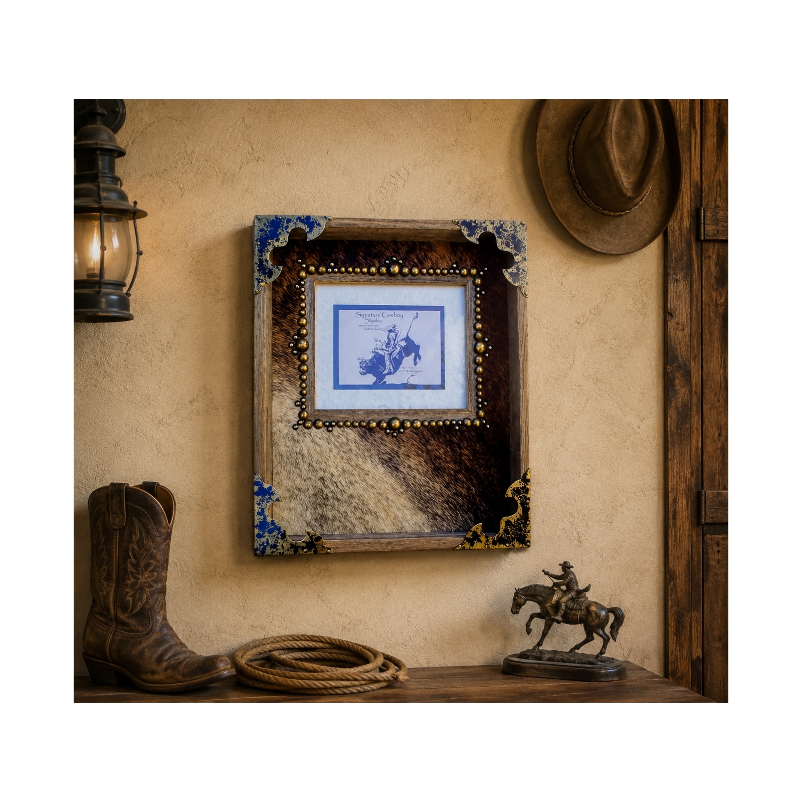 Rodeo Trophy Award Buckle Rack With Picture Frame